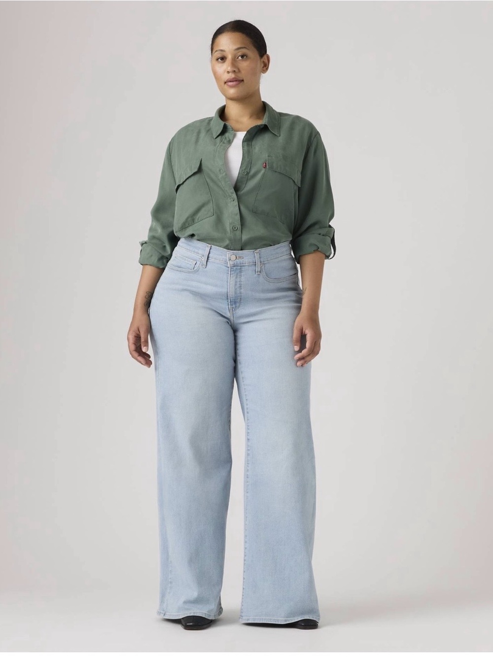 Levi's Light Blue Wide-Leg High-Rise Jeans - Picture 4 of 7